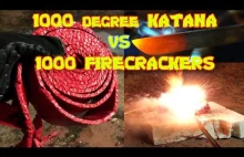 EXPERIMENT 1000 degree KATANA vs 1000 FIRECRACKERS