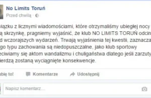 Pozytywna reakcja Klubu Sportowego No Limits TORUŃ