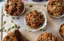 Marchewkowe muffinki z prażoną dynią (fit muffinki bez cukru