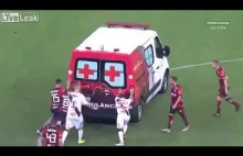 Ambulance with problems in soccer game