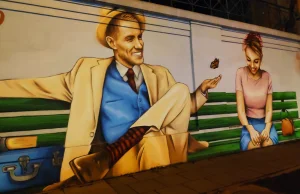 Feministce nie podoba się mural, bo przedstawia pewnego siebie mężczyznę.