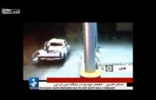 Car explodes in filling station