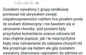 niepełnosprawny wyrzucony z grupy randkowej bo nie spełnia norm czystości genowe