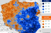 Wyniki wyborów na poziomie gmin na mapie