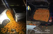 Wyładowani pomarańczami po dach. Złodzieje uciekali przed policją