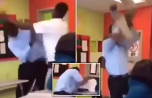 Nauczyciel brutalnie powala ucznia po tym jak ten próbuje wymierzyć mu cios.