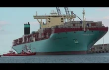 Największy kontenerowiec świata Maersk Mc-Kinney Møller w Gdańsku.