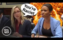 Banda białych ludzi poucza czarnoskórą Candace Owens, na temat zagrożeń białej..