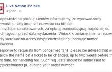 LiveNation żąda od klientów pieniędzy za zmianę nazwiska na biletach