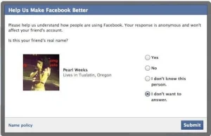 Facebook każe donosić na znajomych i ujawniać prawdziwe dane.