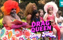 Drag Queen jako satanistyczna bogini, czyta dzieciom bajki o płynności płci.