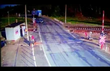 Wypadek Tira na przejeździe kolejowym