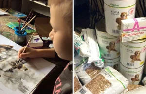 9letni rosyjski chłopiec sprzedaje swoje obrazy na żywność i zapasy dla zwierząt