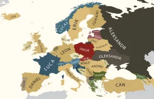 Najpopularniejsze imiona męskie nadane dzieciom w krajach Europy w 2012r.