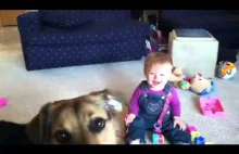 Dziecko, pies i bańki mydlane