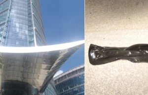 Tak topi się plastik pod daszkiem Warsaw Spire - Wola