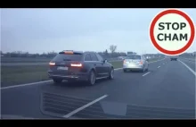 Poganiacz w Audi i niebezpieczne hamowanie kierowcy Skody