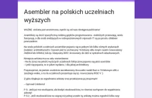 Ankieta (anonimowa): Asembler na polskich uczelniach wyższych