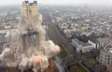 Wyburzanie 116 metrowego wieżowca we Frankfurcie
