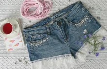 Jeansowe szorty z koronką DIY czyli jak przerobić spodnie na szorty