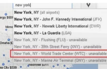 Google Flight wymienił wieże WTC na liście lotnisk