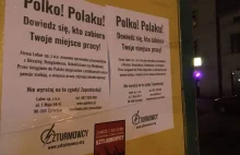 "Szturmowcy" protestują przeciwko pracownikom z Ukrainy. Rozwiesili plakaty