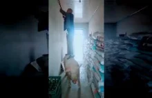 Facet na świni myje sufit (WTF)