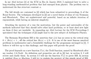 Dzisiejszy dowód hipotezy Riemanna ogłoszony przez Michaela Atiyaha