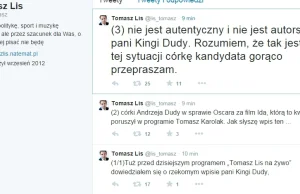 Lis bezczelnie kłamie przed milionami w TV, po czym przeprasza na twitterze...