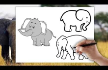 Słoń - Jak narysować Słonia - Nauka rysowania - krok po kroku