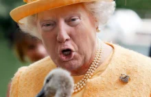Trump w skórze k Królowej Elżbiety