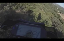 Motocyklista nie wyrobił się na zakręcie w górach i spada ponad 70 metrów