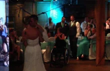 Sparaliżowany weteran tańczy na swoim weselu.
