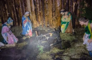 Pożar szopki bożonarodzeniowej w Zielonej Górze. Spłonął żłobek z Jezusem