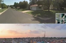 Krajobraz przed i po przejściu tornada