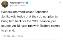 Sebastian Janikowski zwolniony przez Oakland Raiders