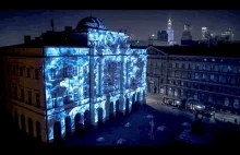 Dron + projekcja na budynku. Efektowne !