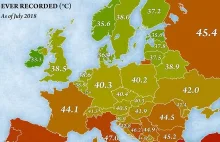 Rekordy najwyższych temperatur w Europie (mapa)