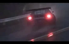 Przygotowany do driftu GT-R. Świetny kierowca Masato Kawabata. Jazda w deszczu.
