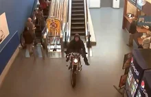 Złodziej na Harleyu ucieka przez Centrum Handlowe!