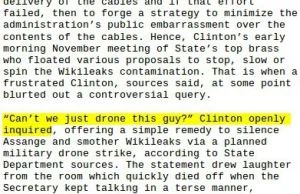 Hilary Clinton zaproponowała zdjęcie Assange'a przy pomocy drona