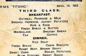 Zdjęcia menu z daniami serwowanymi na Titanicu