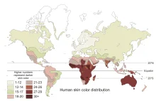 Odcień skóry na świecie (wśród ludności rdzennej w 1940r.)