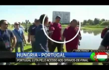 Cristiano Ronaldo wyrzuca mikrofon do wody