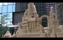 Great sand castle in New York, Manhattan Downtown