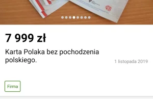 Karta Polaka bez pochodzenia polskiego za 7999 zł na OLX