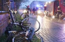 Nietypowy wypadek w Olsztynie. Czołowe zderzenie rowerzystów.