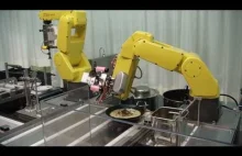 Roboty przemysłowe przygotowujące posiłek w restauracji