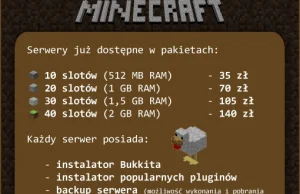 Pukawka.pl umożliwiła kupno serwerów Minecraft !