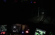 Nocne testy Pendolino na CMK - Widok z kabiny i prędkość w szczycie 277 km/h